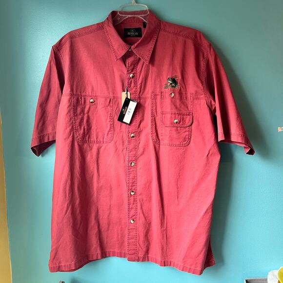 Red Head button down shirt with embroidered fish above pocket Size 2XL NWT - Picture 1 of 5